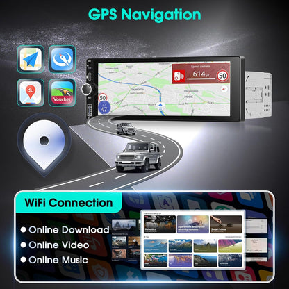 [2G+32G] A-pple Carplay Autoradio Draadloze CarPlay & Android Auto Radio 2din 6,9' HD Touchscreen Stereo Radio, GPS Navigatie/Bluetooth/Mirror Link/SWC/EQ/FM/RDS/Achteruitrijcamera + Microfoon