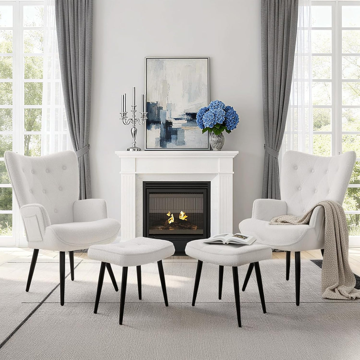 Fauteuil – Relaxstoel – Lounge Stoel – Leesstoel – Design Stoel – Met Voetenbank – Zachte Teddystof – Ergonomisch Met Metalen Frame