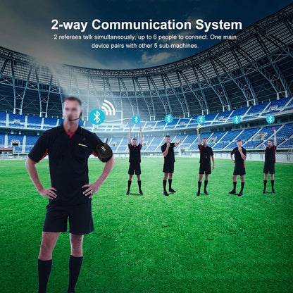 EJEAS V6C Referee Bluetooth Intercom, 850mAh Full Duplex 1200M Wireless Bluetooth Interphone with Referees Headset and Running Arm Band for Football Hockey Rugby Sport, USB-C (2-Pack)