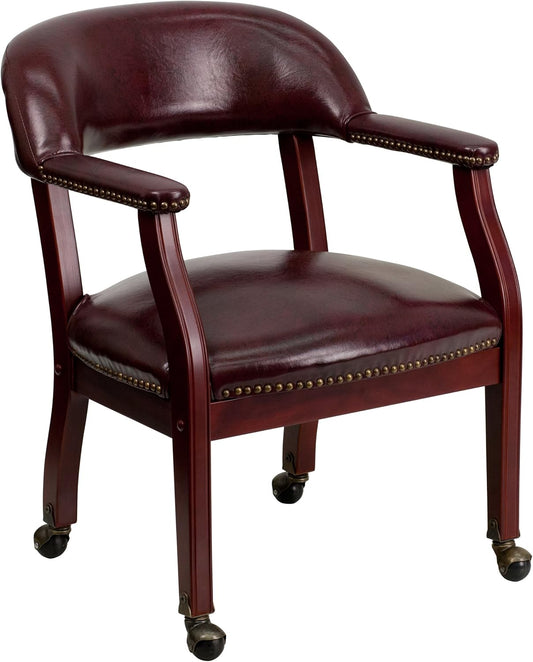 Flash Furniture Sarah Oxblood Conferentiestoel, vinyl, luxe, met accent nagelbekleding en wielen