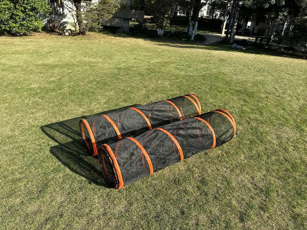 4-in-1 Kattentent - Kattenverblijf - Kattententen - Opvouwbaar - Draagbare Catiotent - met Koepeltent - Tunnelen - Tenten - Buitenkattenbox - voor Katten - Konijnen - Andere Dieren - Nylon - Zwart/Oranje
