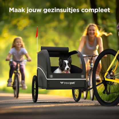 Hondenfietskar 40Kg – Hondenfietskar Opvouwbaar – Fietskar Hond – Hondenkar Voor Fiets – Hondenwagen – Geschikt Voor Alle Fietsen – Incl. Reflectoren & Vlag