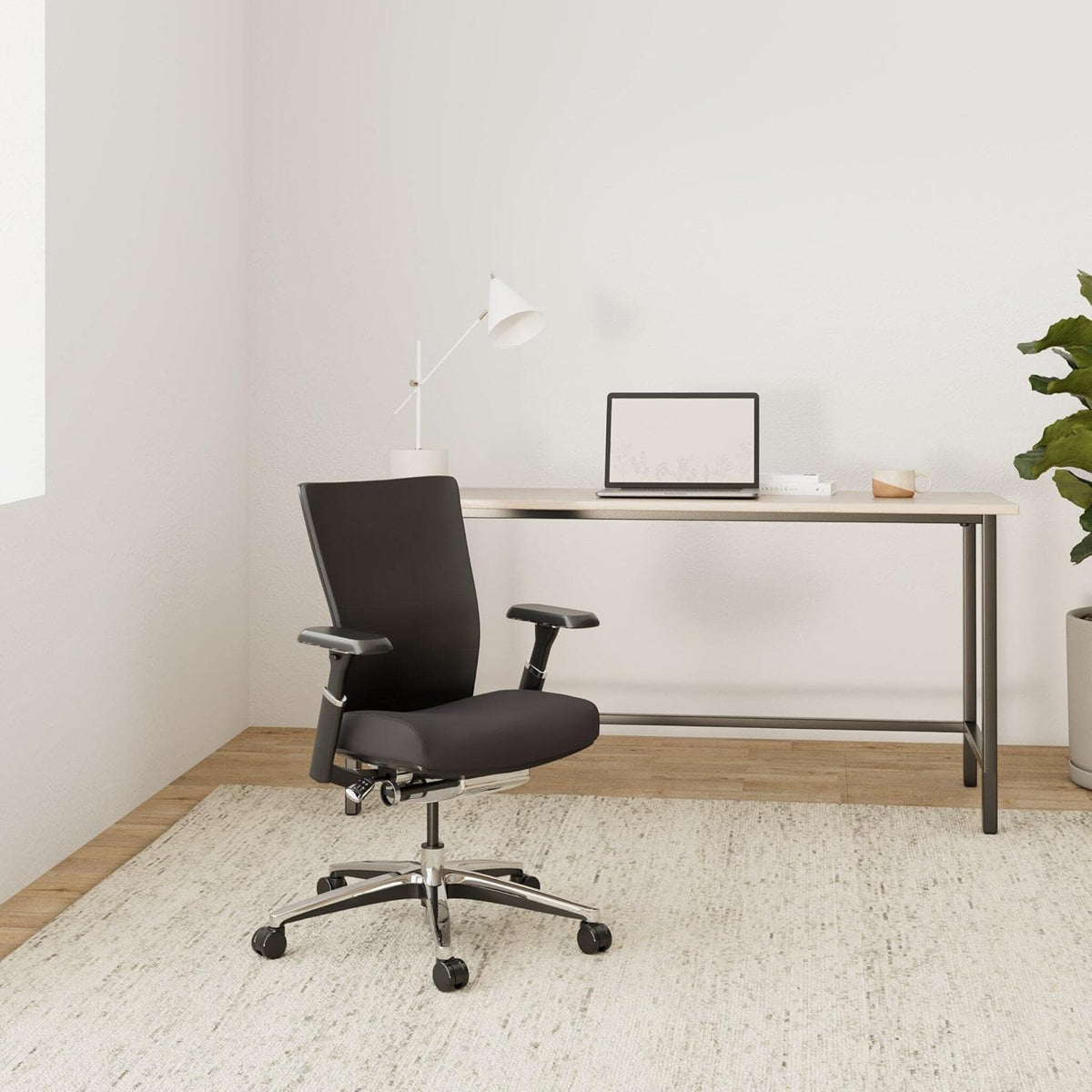 hjh OFFICE Nova Pro 657651 Professionele bureaustoel van stof, zwart, ergonomisch met netrug, zonder hoofdsteun