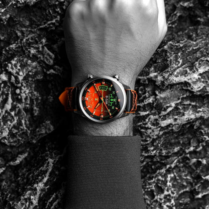 AVI-8 Heren 44mm Hawker Harrier HUD automatisch horloge met rubber/lederen band AV-4117