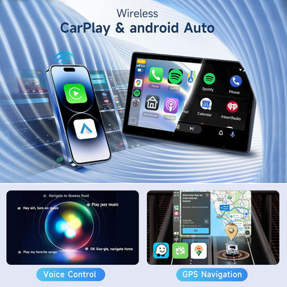 Hodozzy 10.1 Inch Car Headrests Video Player, Car Rear Seat TV with IPS Touch Screen, Car Headrest Screen with CarPlay Android Auto MirrorLink, Bluetooth/FM/USB/AUX/64GB TF Card - QUORE