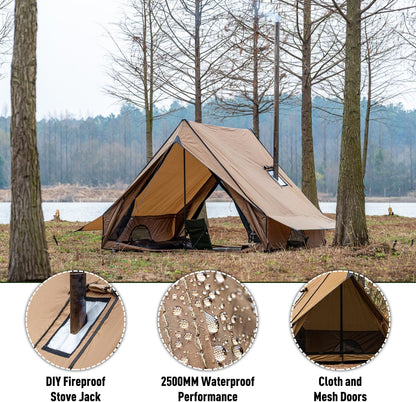 POMOLY CHALET 70 Pro draagbare huttent met kachelkrik en twee tentstokken voor 1-2 personen wandelen, jagen, backpacken | 2024
