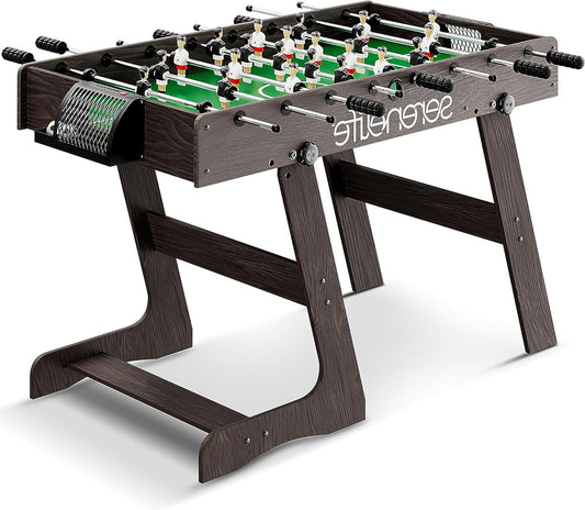 Tafelvoetbalspel – Kickertafel – Voetbaltafel – Speeltafel – Ruimtebesparend model – Inklapbaar ontwerp – Stabiele metalen constructie – Antislip handgrepen