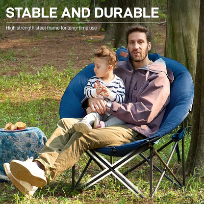 EVER ADVANCED Luxe Moonchair XXL campingstoel, opvouwbaar, 150 kg belastbaar, rond, klapstoel, dik gevoerd, oversized campingstoel met kussen, extra breed, voor outdoor, camping, tuin, balkon, indoor
