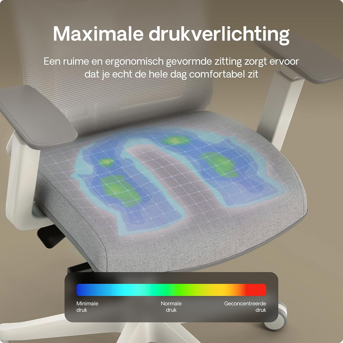 Desktronic Adjustable Ergonomic Office Chair, Office Chair with Lumbar Support, Back-Friendly, Computer Chair, Height Adjustable and Back-Friendly, Wide Upholstery, Grey - QUORE