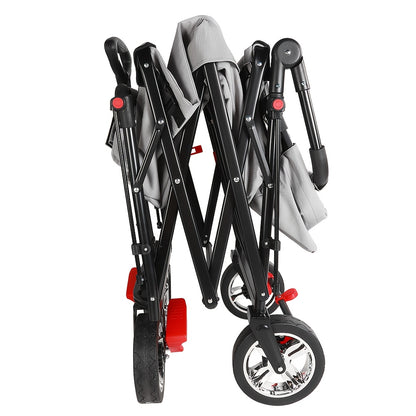 Opvouwbare Campingwagen met Luifel – 900D Dubbel Laag Oxford Doek, Verlengd Dakpaneel & Veiligheidssluitingen – Grijs – Stevige Draagkar met Stofhoes en Opbergvakken