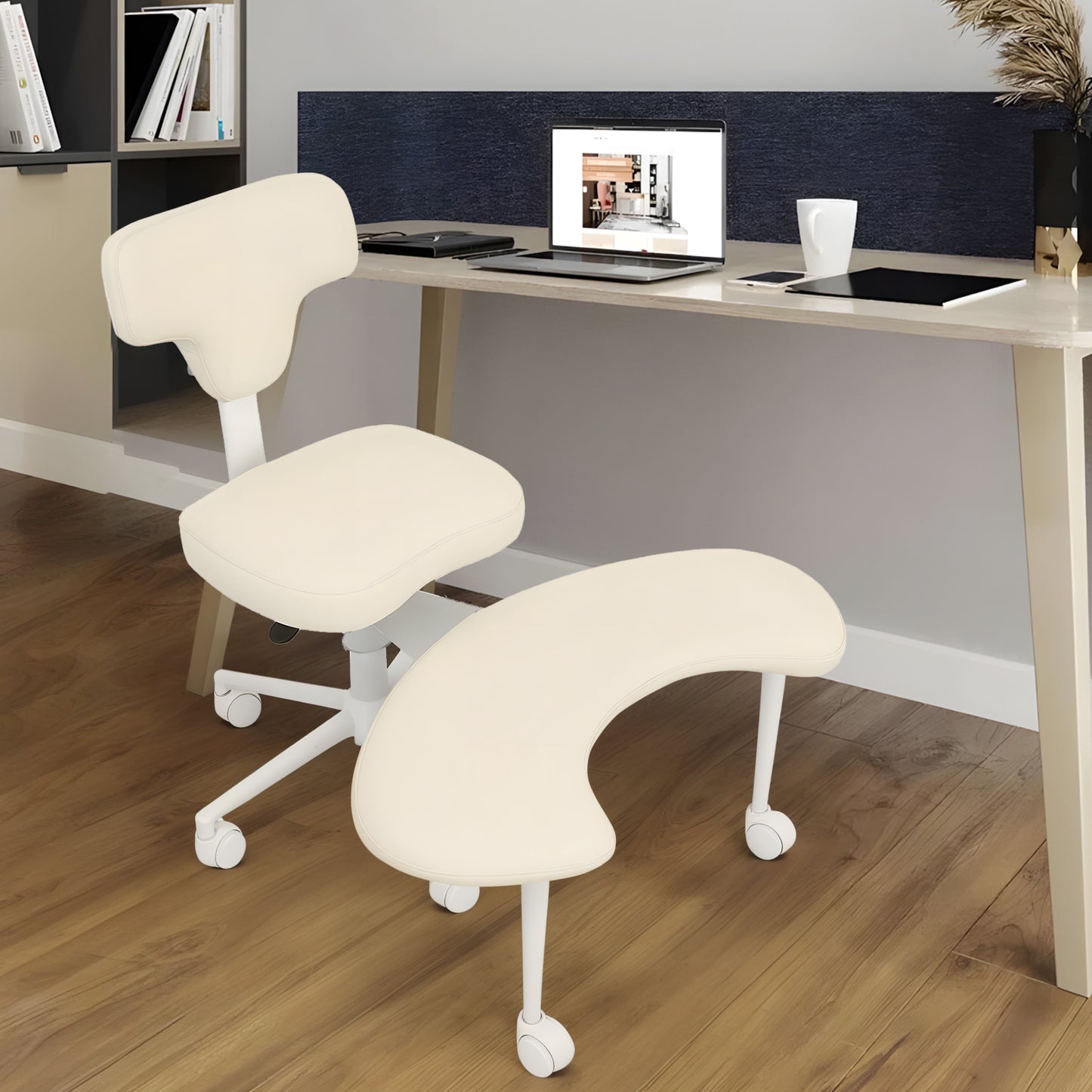 Ergonomische Bureaustoel – Bureaustoel Verstelbaar – Bureaustoel Draaibaar – Werkstoel – Computerstoel – Beige Variant – Metalen Frame – 360° Draaibaar – Verstelbare Hoogte – Lendensteun – Makkelijk Schoon Te Maken