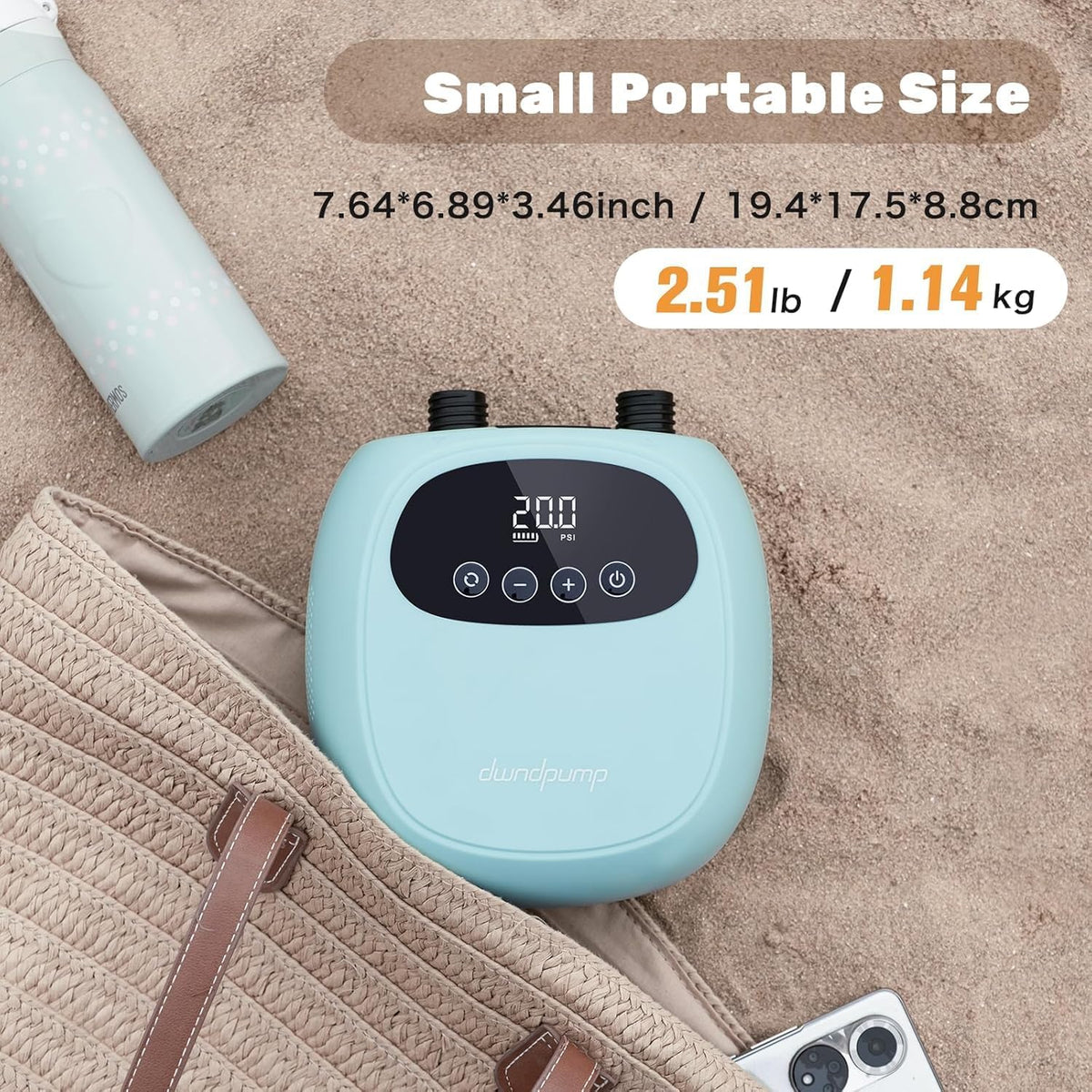 dwndpump Elektrische SUP-pomp, 20 psi, oplaadbare SUP-pomp met accu, draagbare luchtpomp, opblazen en leeg laten lopen, als powerbank, paddle boardpomp, ook voor kajaks, windvleugels