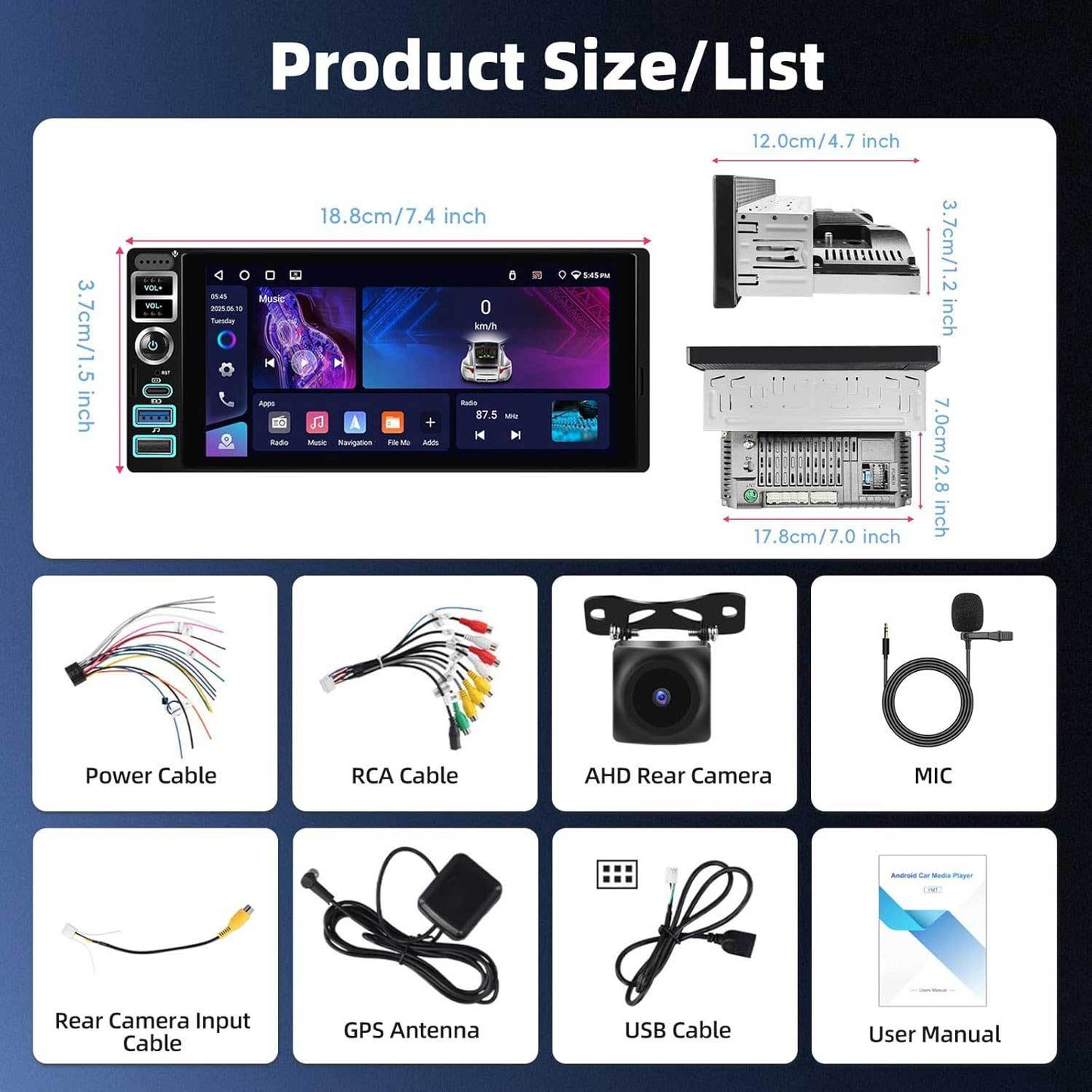 Autoradio – Auto Radio – Autoradio Met Bluetooth – Auto Stereo – 1 DIN Autoradio – 6,9 Inch Scherm – Draadloze CarPlay & Android Auto Met Achteruitrijcamera En Microfoon