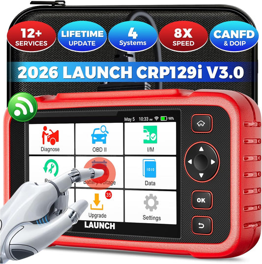 LAUNCH OBD2-diagnoseapparaat CRP129i V3, 4-delige set auto-codelezers ENG/ABS/SRS/at voor voertuigen, 12 resetten ABS/TPMS/Olie/EPB/SAS/BMS/AF/injector/smoorklep/DPF-reset