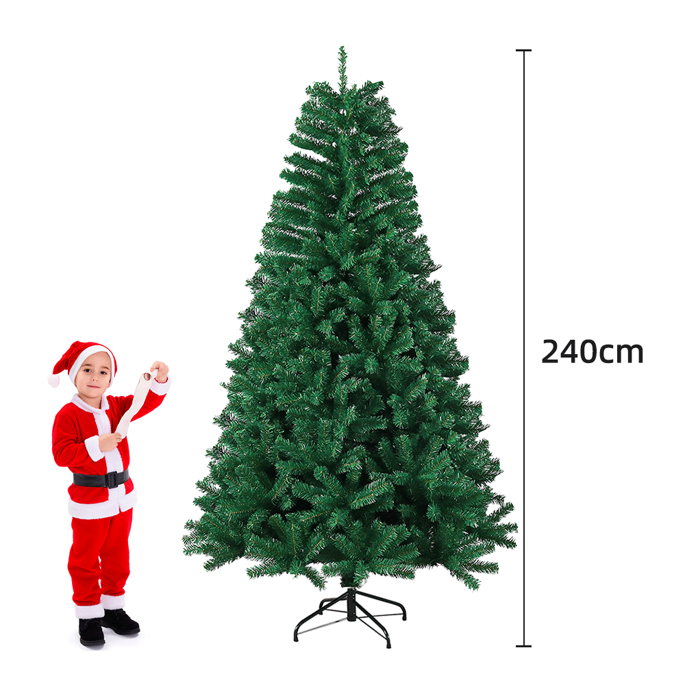 Kunstkerstboom – Nepboom – Kerstboom Kunst – Decoratieve Kerstboom – PVC Boom – 240 cm Hoog – Ongeveer 1400 Dicht Op Elkaar Geplaatste Takken – Met Metalen Standaard & Vouwsysteem