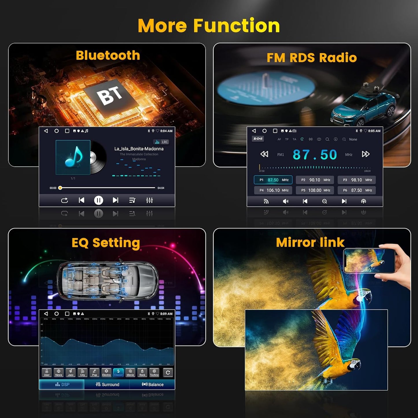 Android 15 Autoradio – 2 DIN Multimedia Systeem – Navigatie Radio – Bluetooth Speler – Draadloze CarPlay Android Auto – 9 Inch Touchscreen – Inclusief Achteruitrijcamera en Microfoon