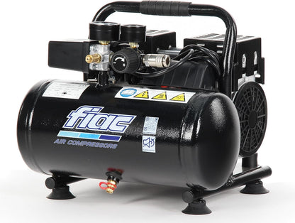 FIAC Draagbare luchtcompressor Supersilent 6, olievrij, maximale druk 8 bar, 1 pk, tank 6 liter, geluidsniveau 58 dB LpA
