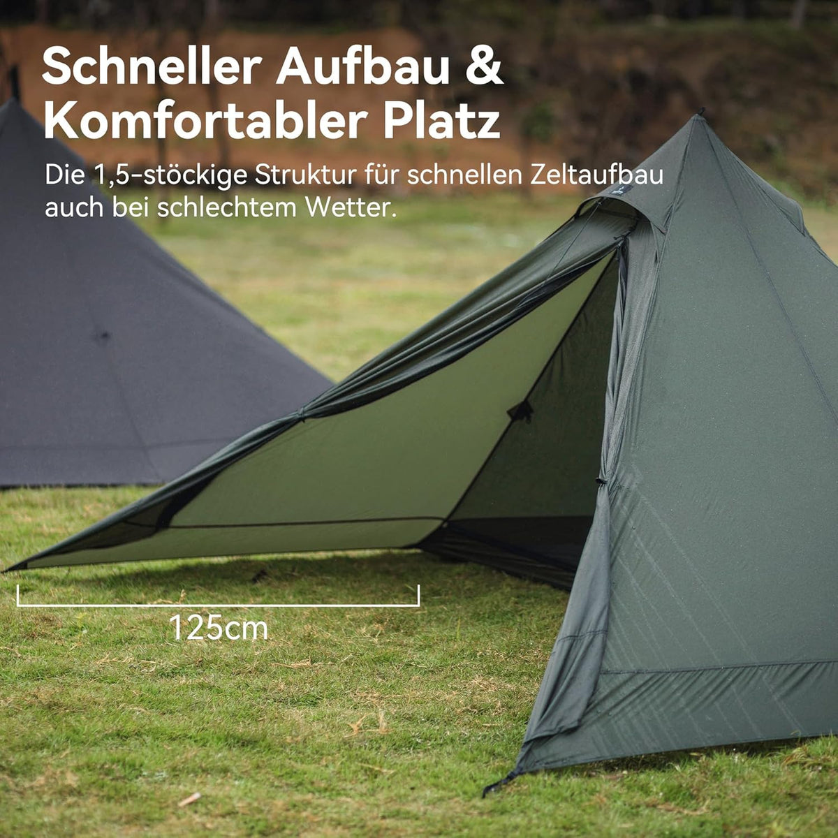 Thous Winds Campingtent, outdoor tent voor 2 personen, waterdicht, 4 seizoenen, winddicht, ultralichte piramidetent voor solo-wandelaars, camping, outdoor, bergbeklimmen, snelle opbouw