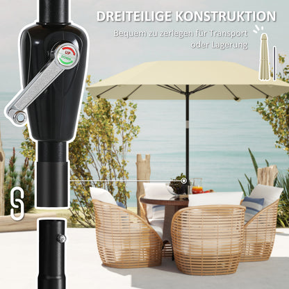 Parasol – Terrasparasol – Zonnescherm – Schaduwdoek – Tuinparasol – Beige – 2,3 Meter Diameter – Verstelbaar Met Zwengelmechaniek
