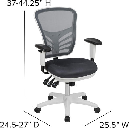 Flash Furniture Bureaustoel, schuimgaas, metaal, kunststof, hout, zwart, 68,58 x 64,77 x 112,4 cm