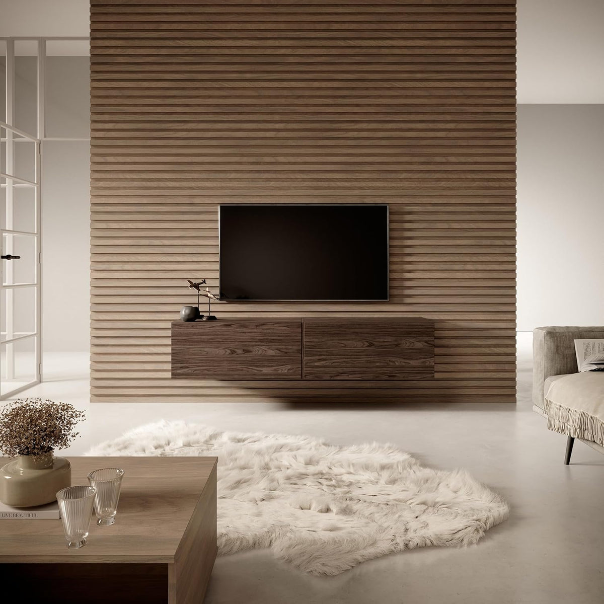 Selsey BISIRA Tv-kast hangend, TV-element, walnoot, 140 cm