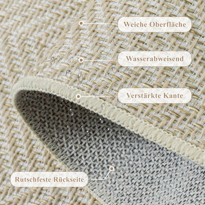 PureCozy Jute Look Woonkamer Tapijt 300x400cm Lichtbruin Groot Vloerkleden Antislip Wasbaar Binnen Buiten Vloerkleed Slaapkamer Kantoor Ontspanningsruimte Carpet Balkon Patio Tuin Rug