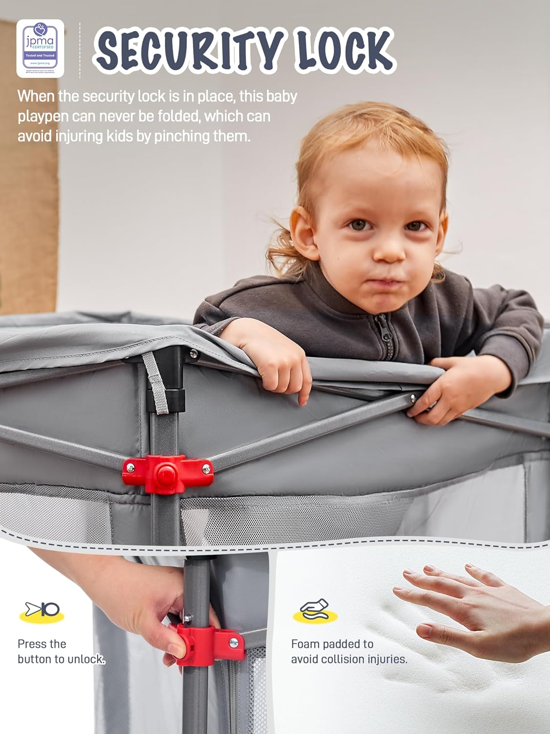 EVER ADVANCED Foldable baby playpen, grey - QUORE