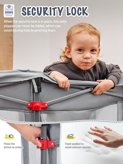 EVER ADVANCED Foldable baby playpen, grey - QUORE
