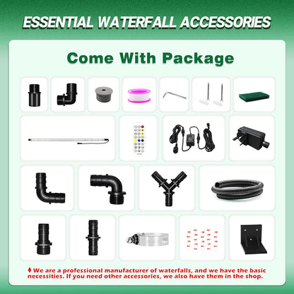 Longrun 90cm Vijver Waterval Blade Kit, 304 RVS Waterval Feature Spillway, Outdoor Zwembad Fontein met 7 Kleuren LED Verlichting en Afstandsbediening, Breedte 15cm