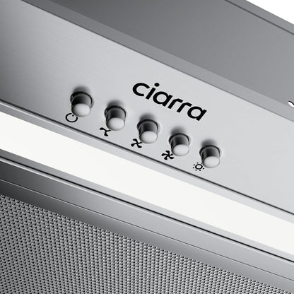 CIARRA CBCS5913D Afzuigkap inbouw ventilatorbouwsteen 52 cm afvoerlucht inbouwkap afzuigkap 300 m³/h efficiënte afzuigkap afzuigkap compatibel CBCF005 actieve koolfilter roestvrij staal zilver - QUORE