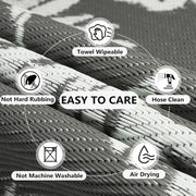 Buiten Vloerkleed - Buitenkleden - Buitentapijt - Opvouwbaar - UV-bestendig - Waterdicht - Buitenmatten - voor Buiten - Balkon - Strand - Picknick -Terras - Rechthoekig - 270 x 365 cm - Grijs