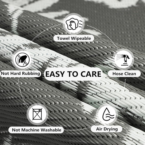 Buiten Vloerkleed - Buitenkleden - Buitentapijt - Opvouwbaar - UV-bestendig - Waterdicht - Buitenmatten - voor Buiten - Balkon - Strand - Picknick -Terras - Rechthoekig - 180 x 270 cm - Grijs