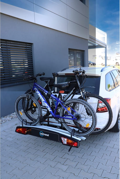 cartrend Koppelingsfietsendrager Alu Active, geschikt voor 2 fietsen, fietsendrager koppeling, fietsendrager auto, drager auto, zwart-zilver