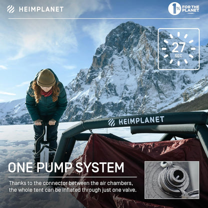HEIMPLANET Origineel | 2022 KIRRA 2 persoons tent | Opblaasbare kampeertent | Buitentent en tentvloer - 5000mm hydrostatische kop | Zonder tentstokken | Ondersteunt 1% for the planet (4-Season)