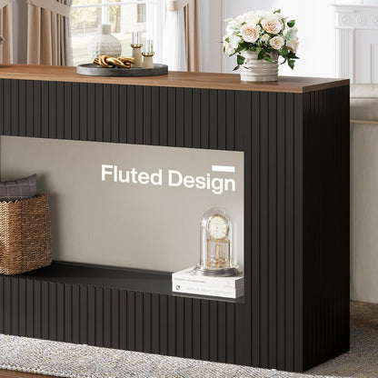 Tribesigns Modern Console Table, 140cm Wooden Entrance Table with Storage, Narrow Long Bench Table Behind Sofa for Living Room, Foyer, Hallway, Black