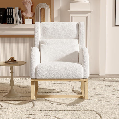 Schommelstoel – Relaxstoel – Hangstoel – Schommelzetel – Loungestoel – Teddy Fluweel Bekleding – Ergonomisch Lendenkussen