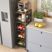 5-Tier - Groenterek - Keukenwagen - Stapelbare Fruitmand - Opbergwagen - met Wielen - voor Badkamer - Keuken - Kantoor - Gelegeerd Staal - 40 x 30 x 107 cm - Zwart
