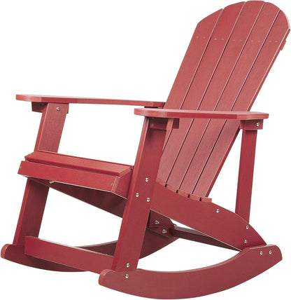 Schommelstoel – Rocking Chair – Schommelstoel Tuin – Relaxstoel – Tuinstoel – Traditioneel Design – Kunsthout & RVS Frame – Weerbestendig Rood