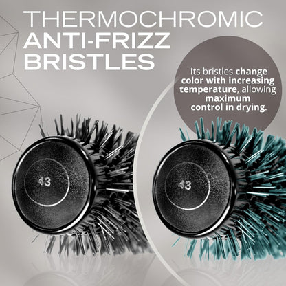 Corioliss Professionele Ronde Föhnborstel van Titanium 25-33-43-53 mm voor Brushing en Styling, Anti-Frizz Haarborstel met Ergonomische Antislip Handgreep en Puntkam – Brush Titanium Black Green