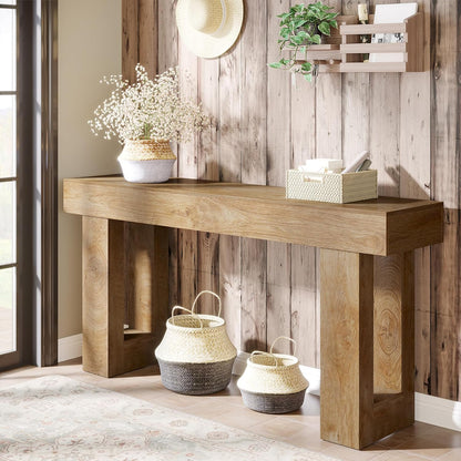 Tribesigns Narrow Console Table, 160 cm, Country Style, Sofa Table for Behind the Sofa, Natural Wood Look, Narrow Side Table for Hallway, Living Room and Entrance