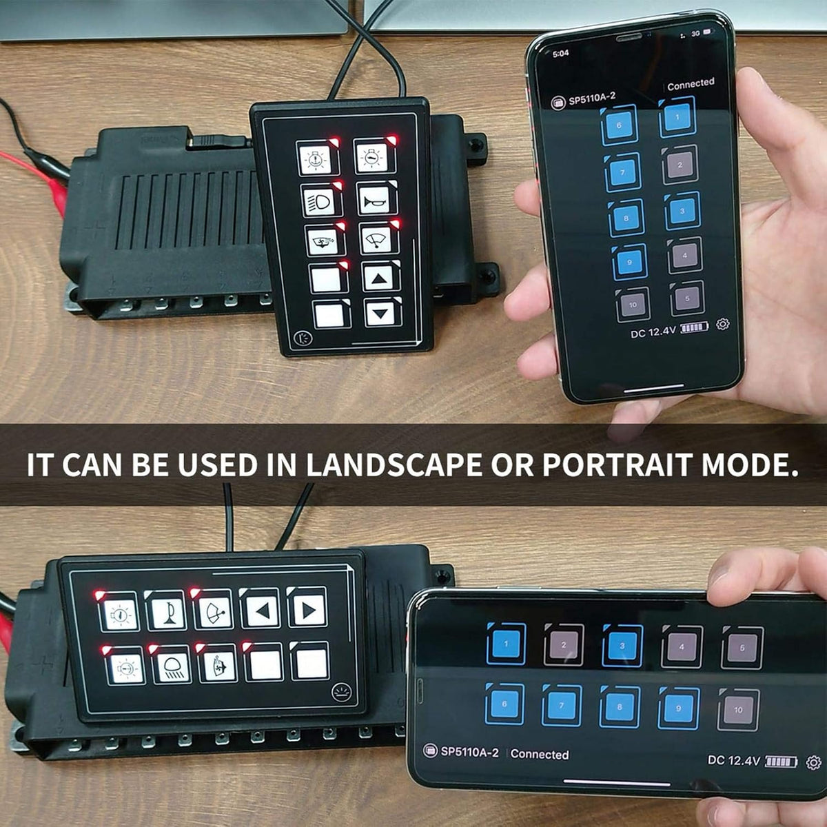 KIMISS Toutch-schakelpaneel, 10P-membraanbediening Schakelpaneel Bluetooth APP-bediening met Achtergrondverlichtingsmodule LED-aanraking Ingebouwde PPTC voor RV-boot