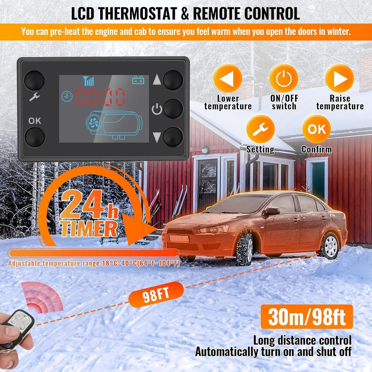 <font dir="auto" style="vertical-align: inherit;"><font dir="auto" style="vertical-align: inherit;">        VELPEX Diesel Driver, 8 kW, 110 V, portable diesel air heater, with remote control, large LCD display, intelligent remote control 18-40 °C, adjusta