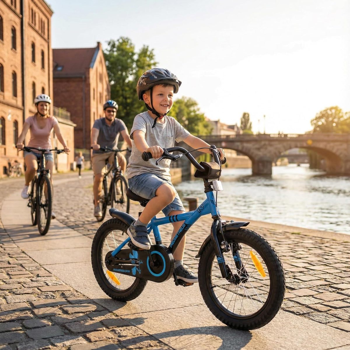 PROMETHEUS BICYCLES kinderfiets 16 inch fiets jongens meisjes van 5 jaar oude met zijwieltjes terugtraprem in blauw BMX