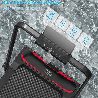 Loopband voor thuis met helling, 2-in-1 Walking Pad, inklapbaar loopband met helling, 2.5HP Onder bureau bureauloopband voor thuis & kantoor, afstandsbediening, Geen installatie (1-12 KM/H)
