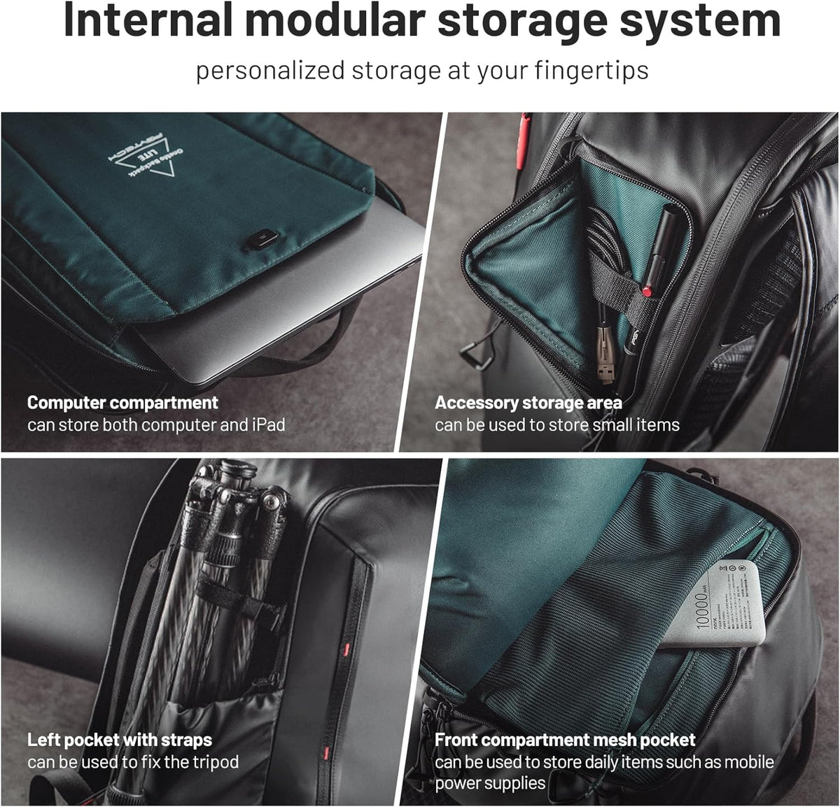 PGYTECH OneMo Lite Camera Rugzak 22L professionele Cameratas Fotorugzak geschikt voor Sony/Canon/Nikon/Mini 3 Pro/DJI AVATA/Air 2S/FPV/Mavic 3/ DSLR/SLR spiegelloze camera's (Zwart)