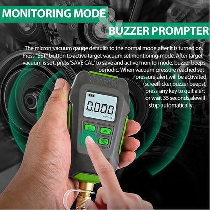 Digitale Vacuümmeter, 0-10.000 Pa HVAC-micronvacuümmetertester met Display met Achtergrondverlichting, Digitale Vacuümmicronmeterset voor Atmosferische Omgevingen