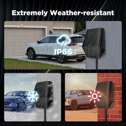 Wallbox 7KW voor elektrische voertuigen, eenfasig 32A | 24A | 16A | 240V met type 2 aansluitingen, intelligent EV-laadstation met Europese standaard IEC 62196-2 voor BEV PHEV type 1/2 modus