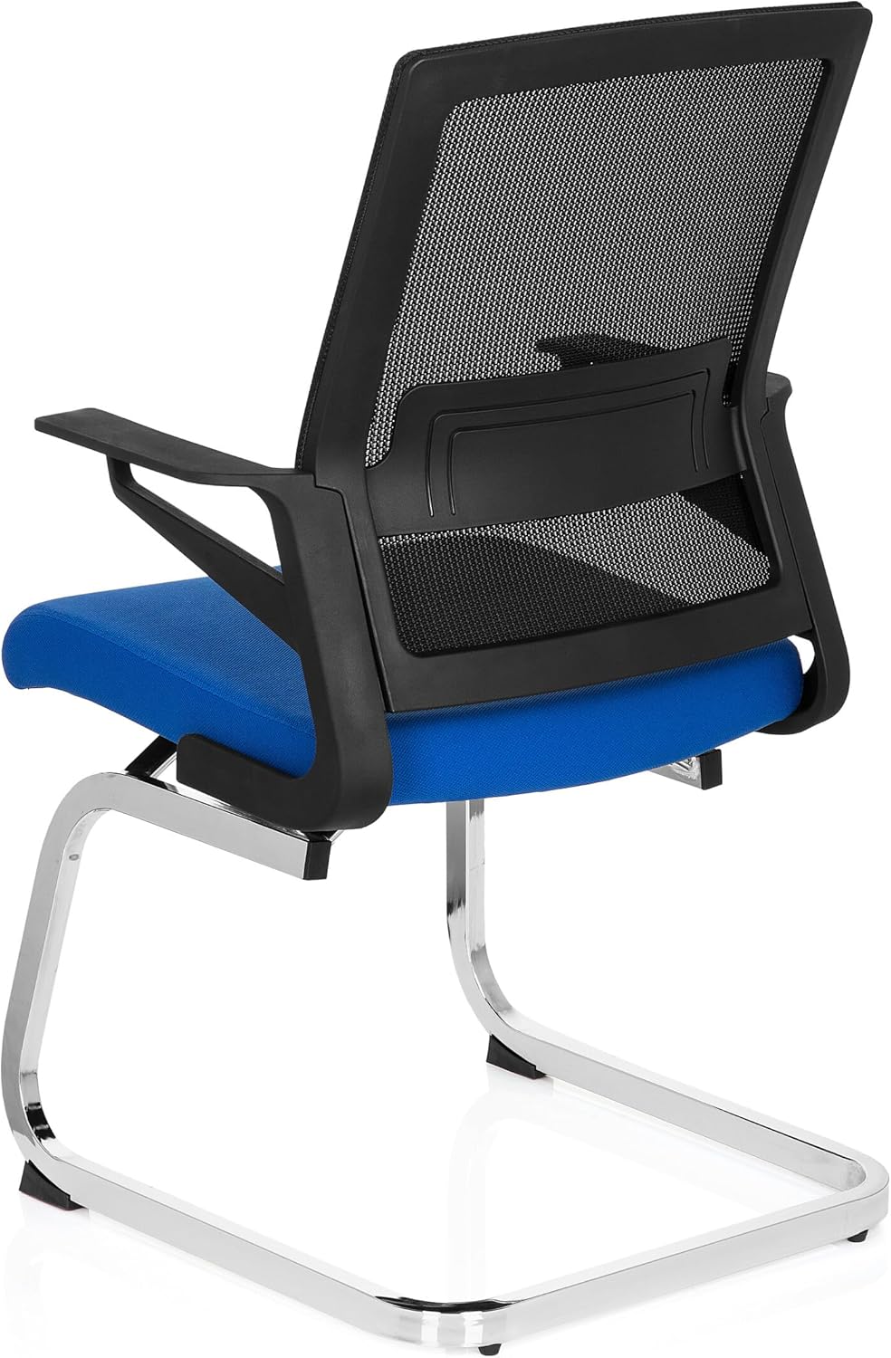 hjh OFFICE 732070 bezoekersstoel Inventor V stof/netrug zwart blauw stoel cantilever met lendensteun