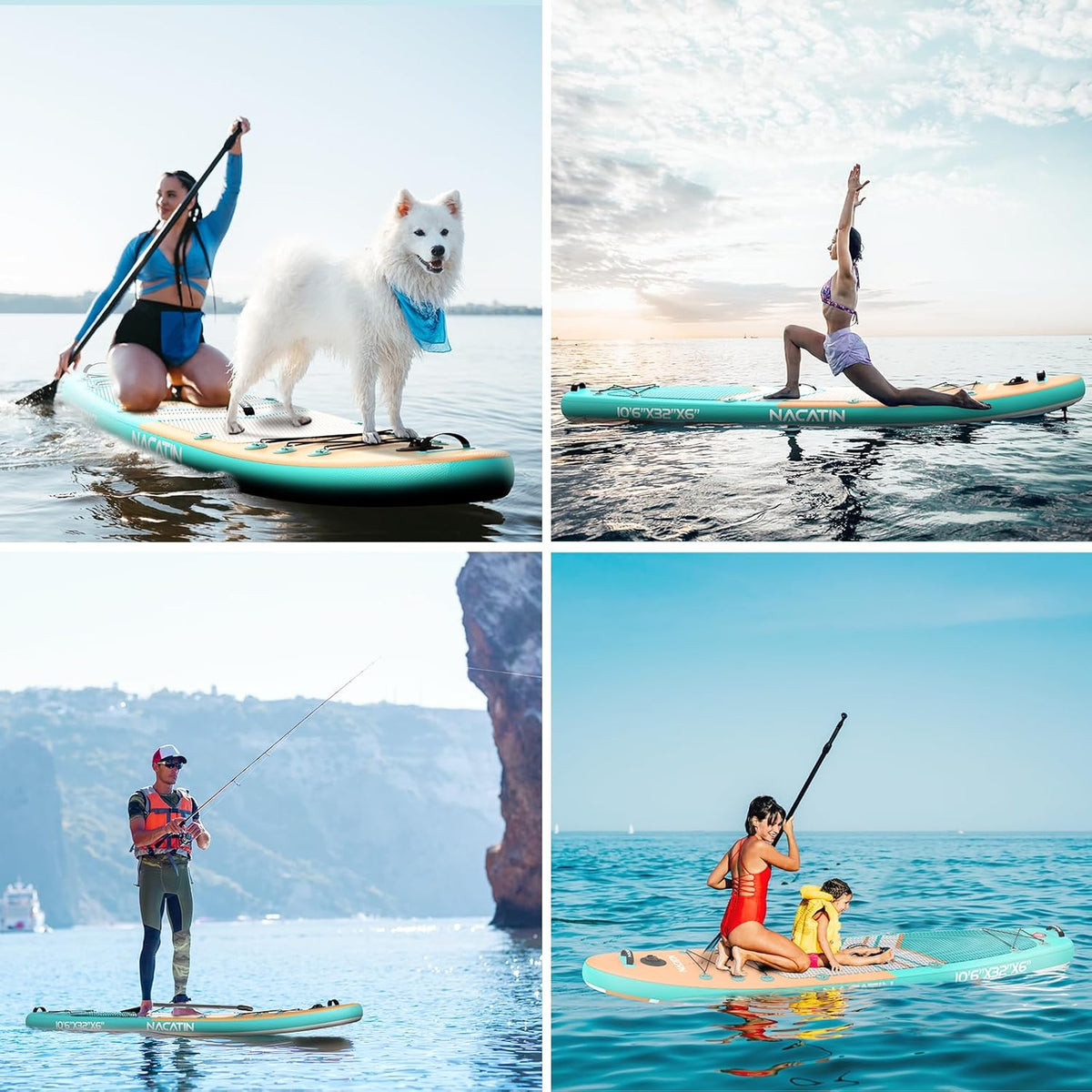 <font dir="auto" style="vertical-align: inherit;"><font dir="auto" style="vertical-align: inherit;">        NACATIN Inflatable stand-up paddle boards 10'6 inch with adjustable paddle, travel backpack, pump, waterproof bag 10L, leash, accessories included