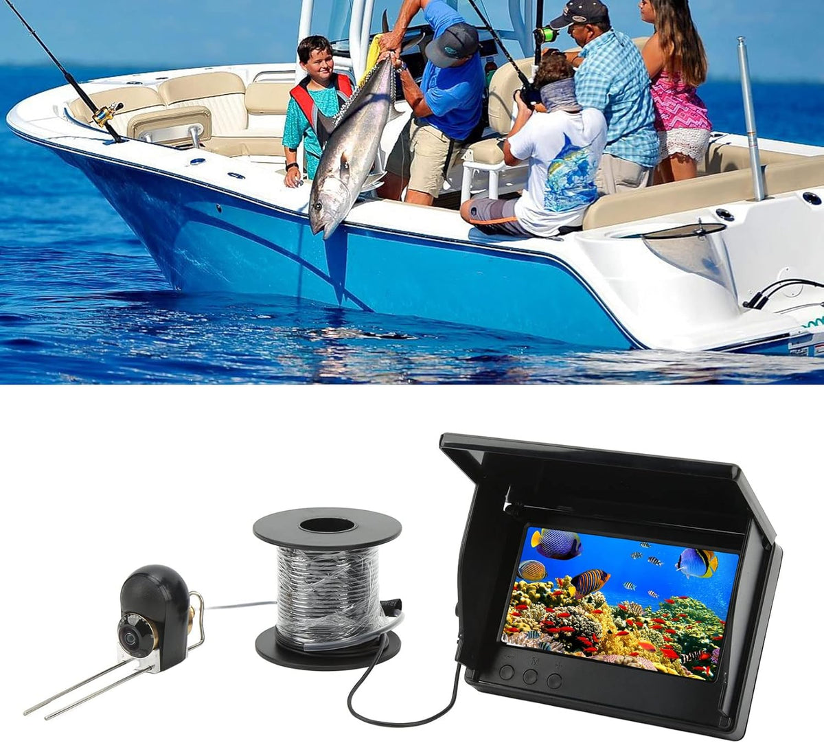 Onderwaterviscamera , ABS IPS Full View Draagbare Fishfinder camera met 5inch HD LCD monitor , Waterdichte Onderwatercamera voor Ice Lake Sea Boat Kayak Fishing(30m/98 , 4ft)